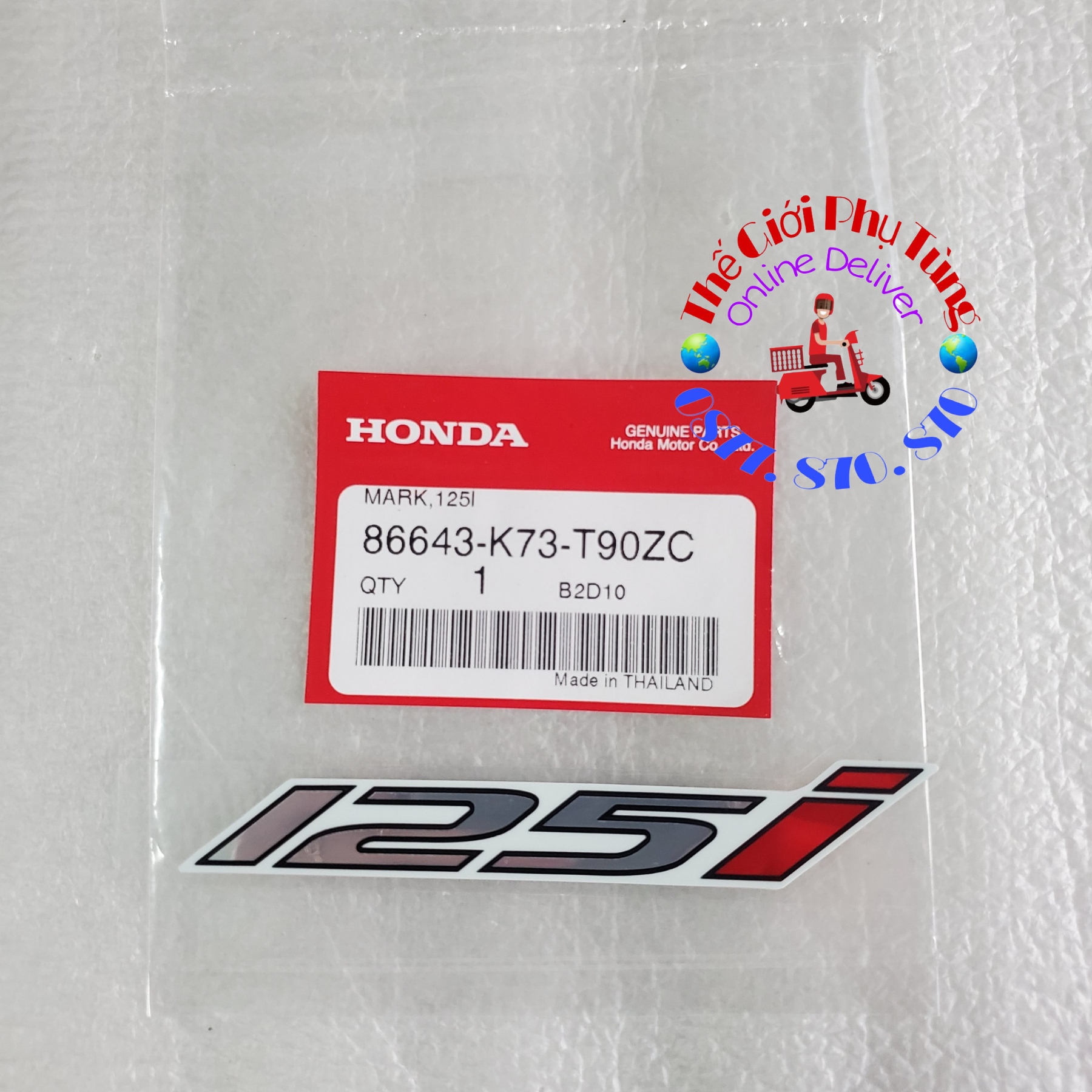 Tem chữ 125i xe wave 125i trắng zin honda thái lan - 86643-k73-t90zc