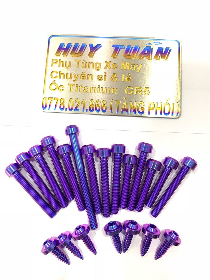 13 con ốc lốc máy + 7 con ốc pô e cho vario click chất liệu titan gr5