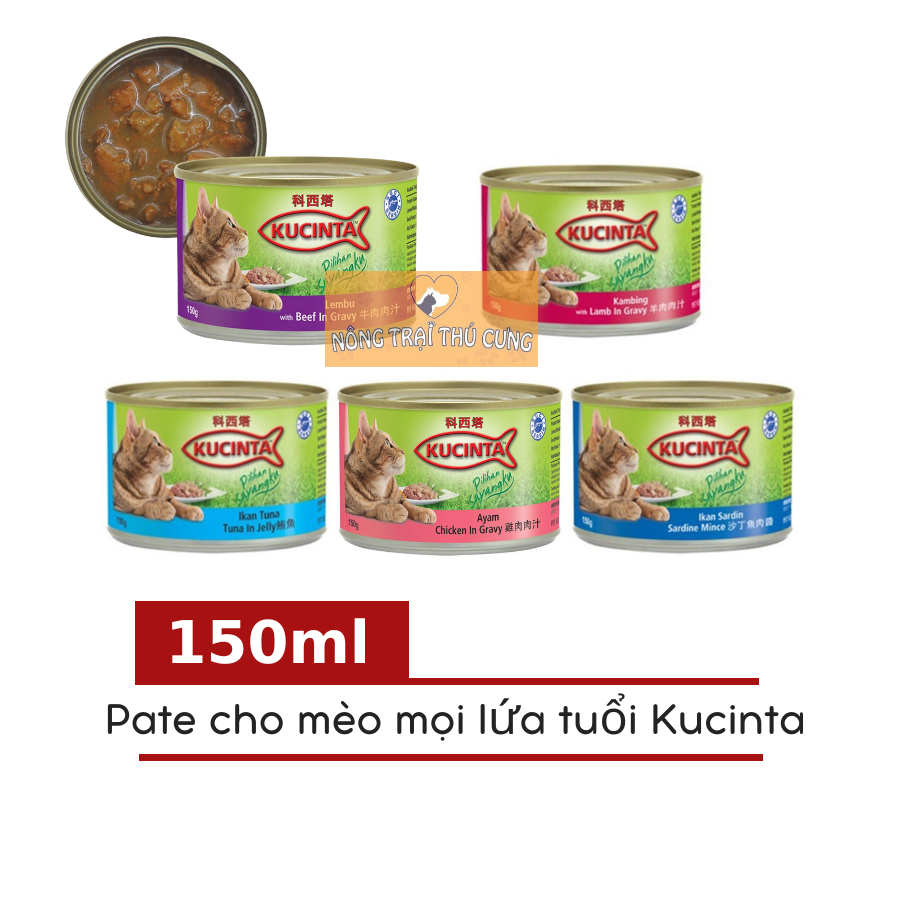 Pate Cho Mèo KUCINTA Lon 150g - [Nông Trại Thú Cưng]