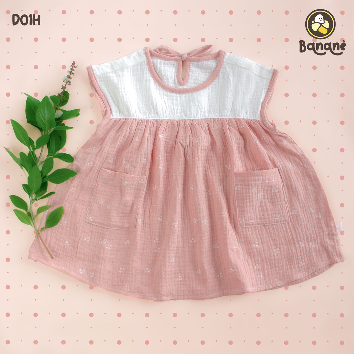 Đầm cho bé gái - đầm muslin mèo vàng, cherry - banane kids - d01v - váy cho bé gái
