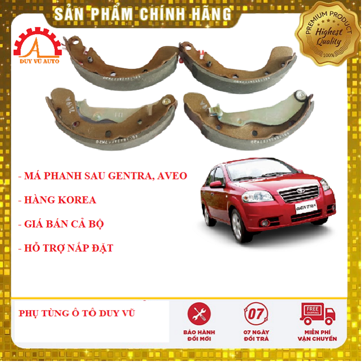 Má phanh sau gentra, aveo, guốc phanh sau gentra aveo, bố thắng sau gentra, hàng hàn quốc