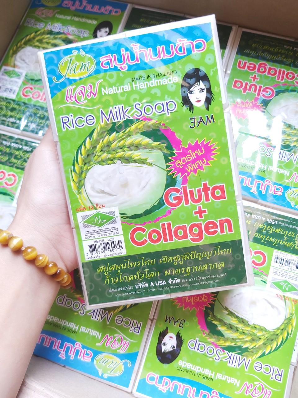COMBO 12 CỤC (1 LỐC) XÀ PHÒNG CÁM GẠO THÁI LAN THÁI LAN JAM