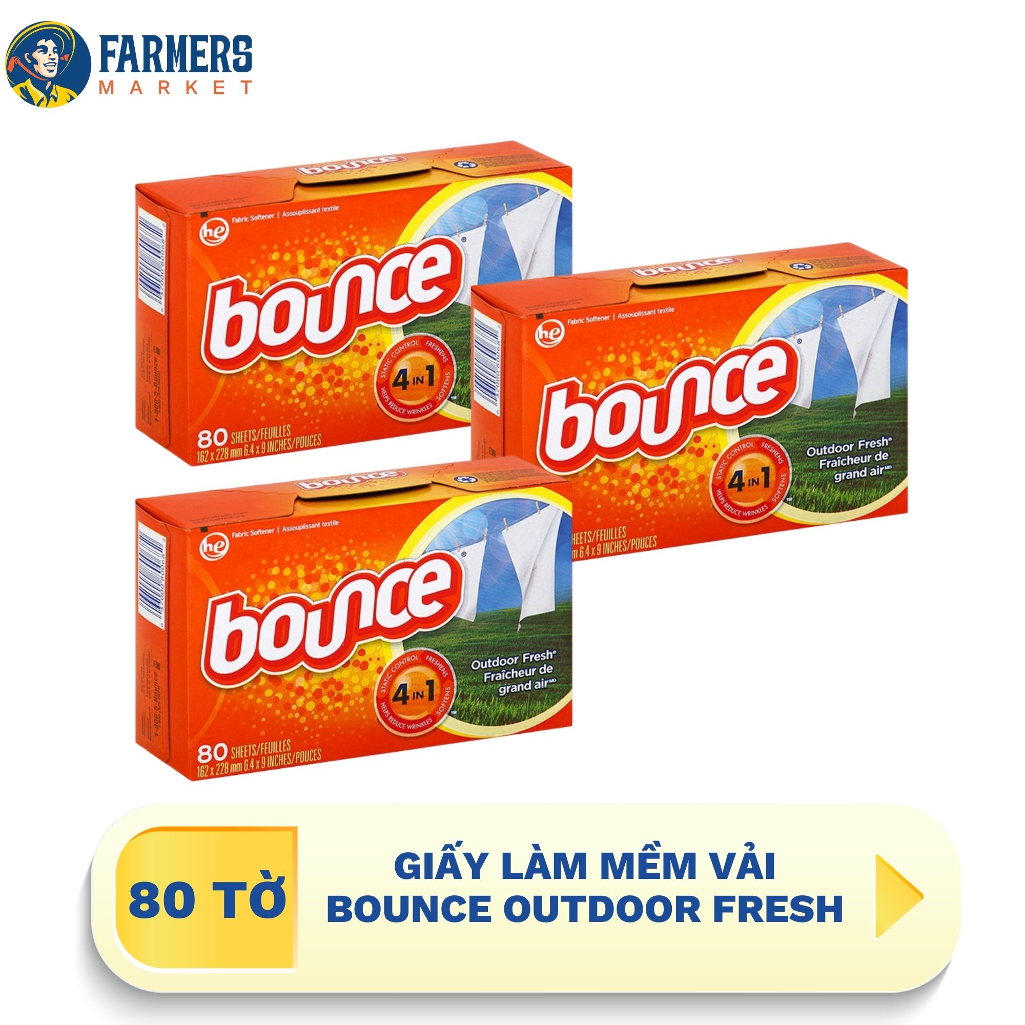 [Giao hàng toàn quốc] Giấy làm mềm vải Bounce Outdoor Fresh 80S