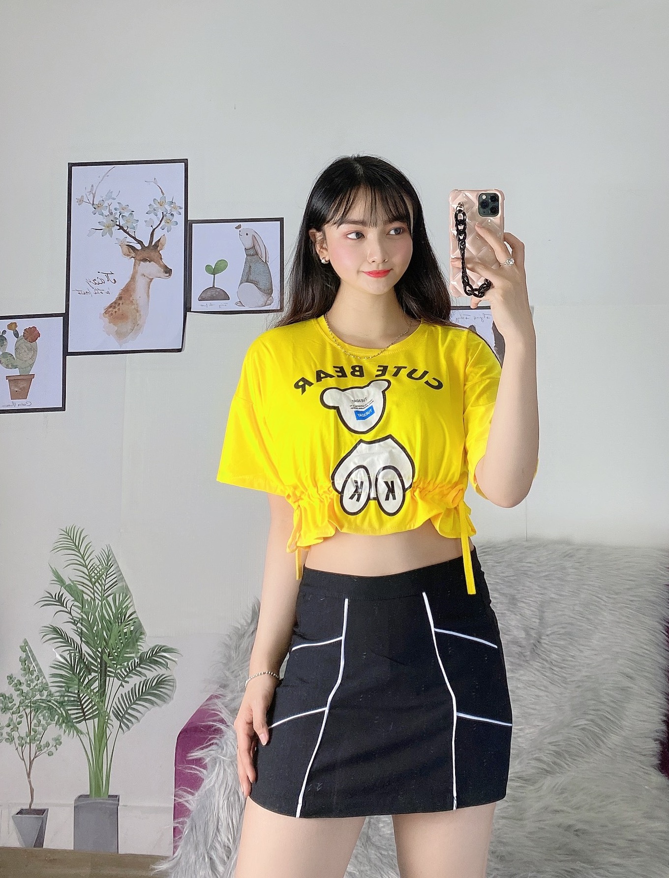 Quần giả váy nữ dáng ngắn lưng thun co dãn,freesize dưới 58kg