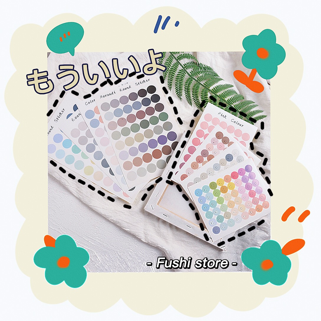 Sticker, Nhãn Dán Tròn Màu Pastel Trang Trí Toploader,Bullet Journal