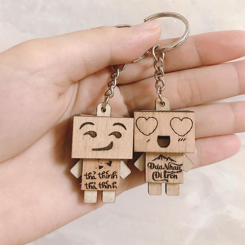 Móc khóa gỗ sắc thái kute