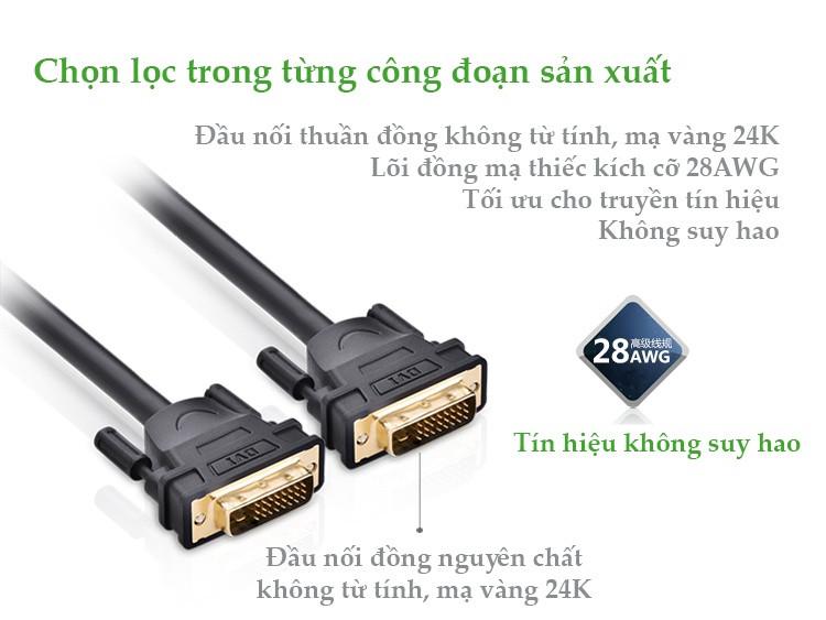 Cáp tín hiệu DVI-D (24+1) 2 đầu đực dài 1.5m UGREEN DV101 11606