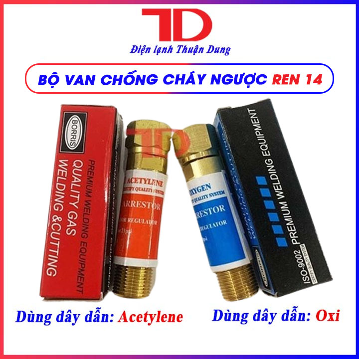 Van chống cháy ngược khí hàn Oxi, Van lắp tay hàn gió đá O2, acetylen, Valve Boris - Điện Lạnh Thuận Dung