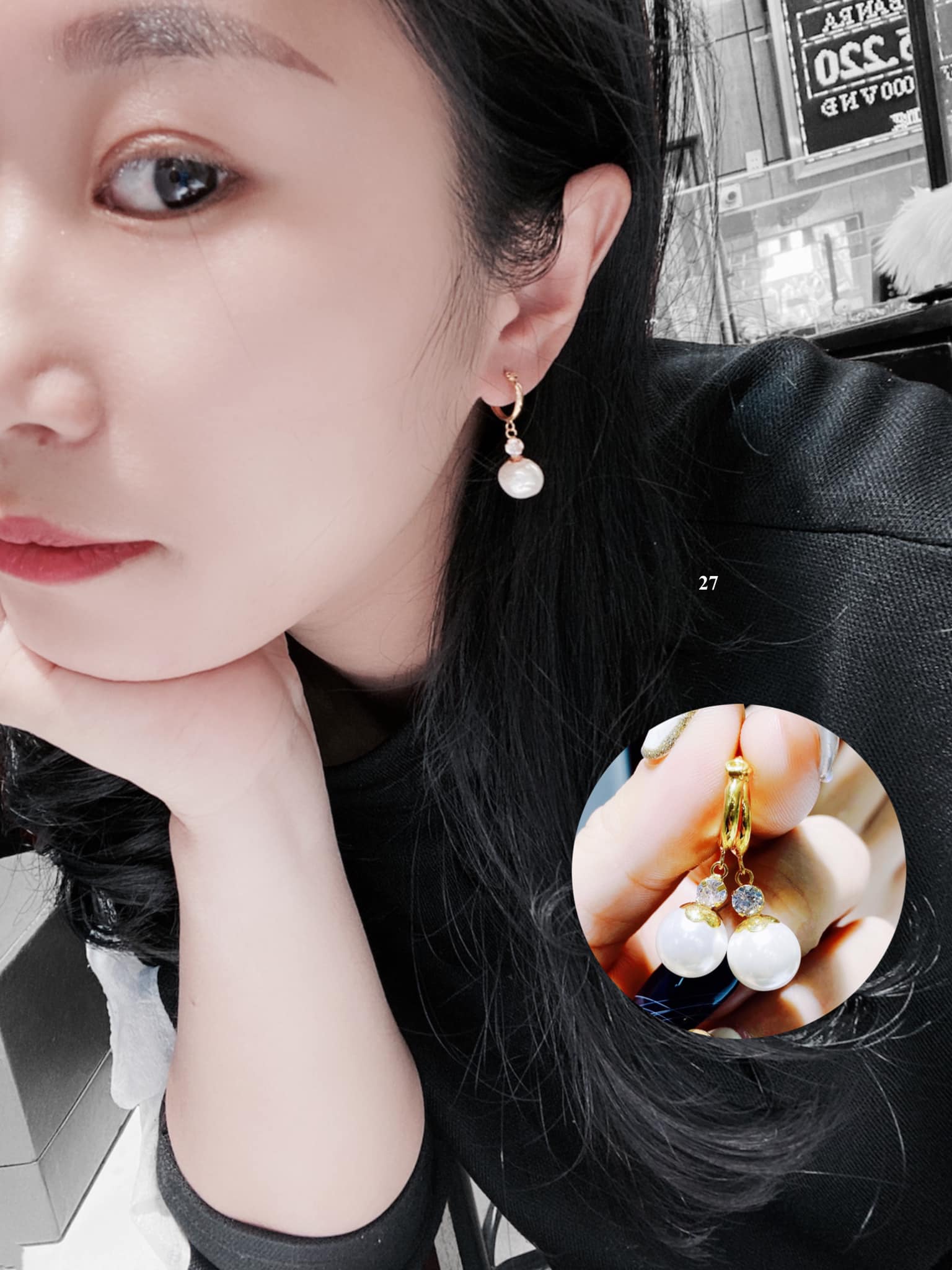 Bông tai ngọc trai vàng tây