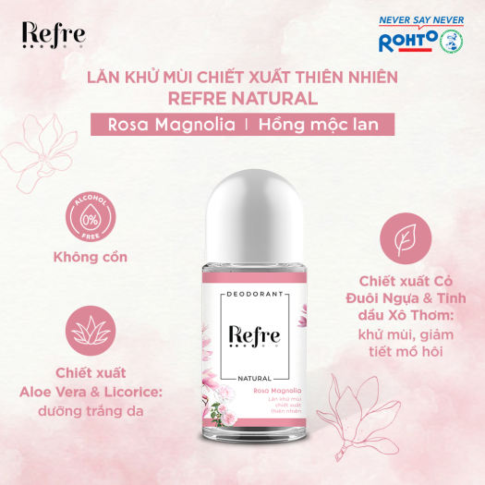 Lăn Khử Mùi Refre Natural Green tea Hương trà xanh 40ml