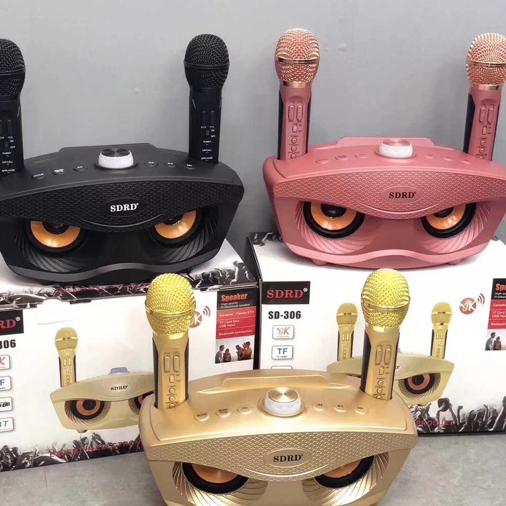 Loa karaoke bluetooth SD 306 Plus - Loa mắt cú nâng cấp của SD 306 - Tặng kèm 2 micro không dây có màn hình LCD - Sạc pin cho micro ngay trên loa - Chỉnh bass treble echo ngay trên micro - Loa xách tay du lịch cực chất