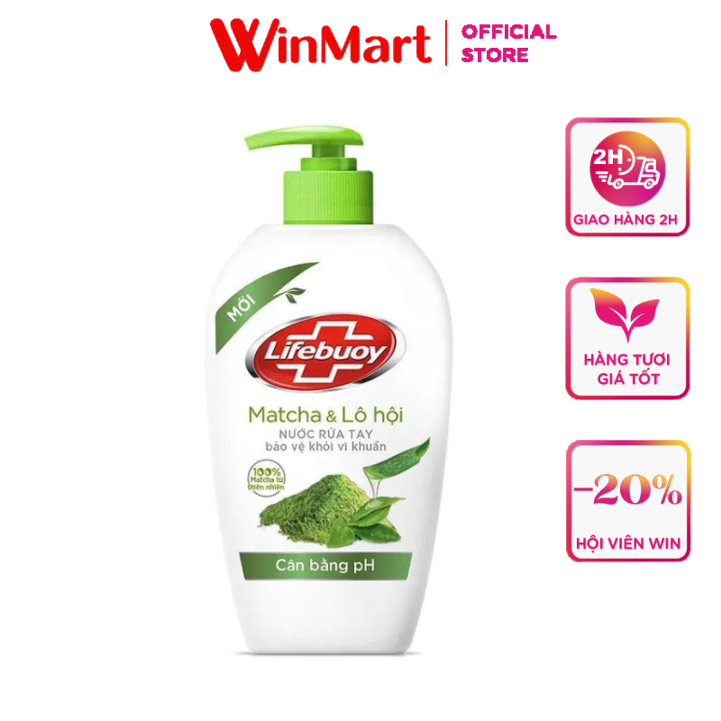 - nước rửa tay lifebouy matcha nha đam 500g/450g