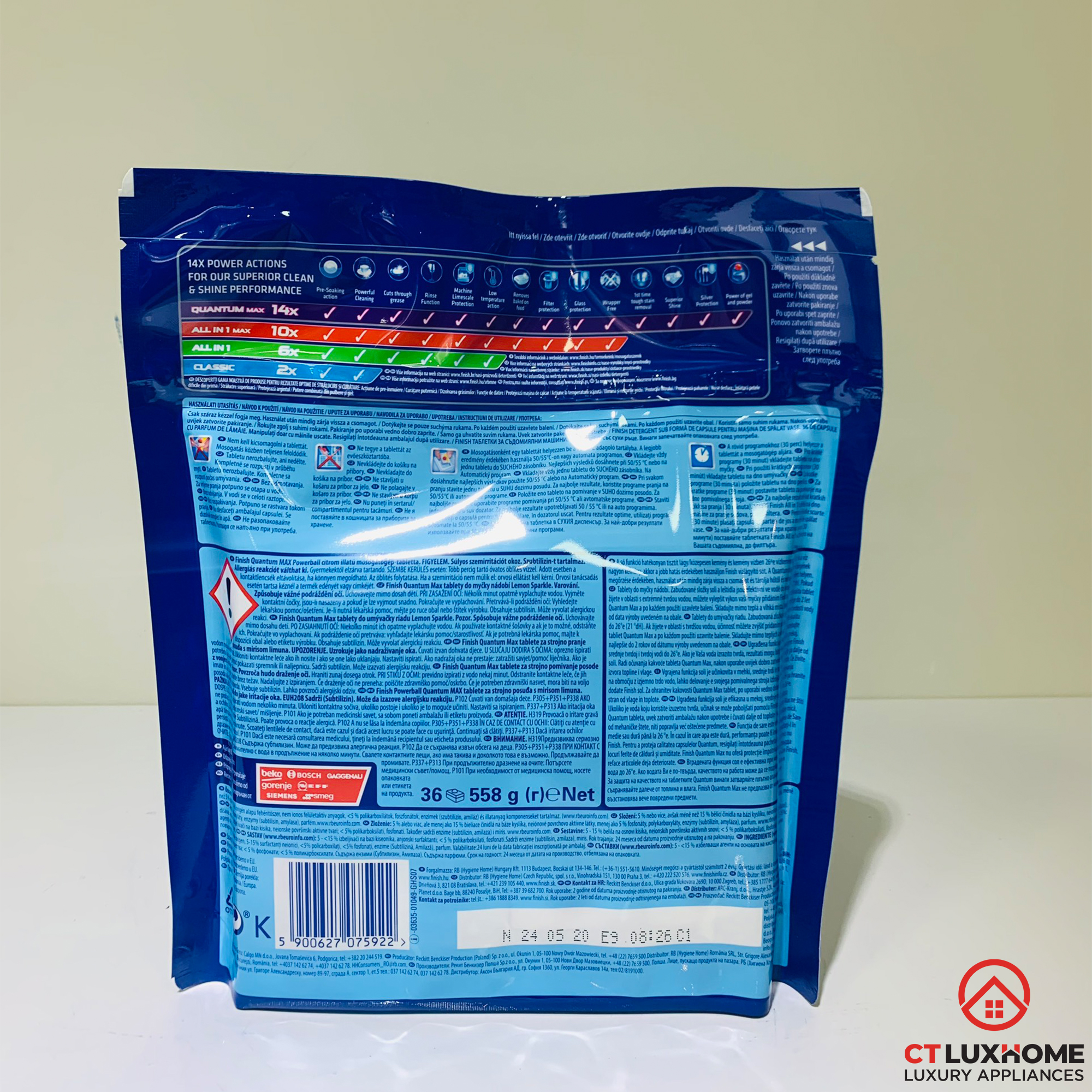 Viên rửa chén bát Finish Quantum Max 36 viên hương chanh [14 chức năng]