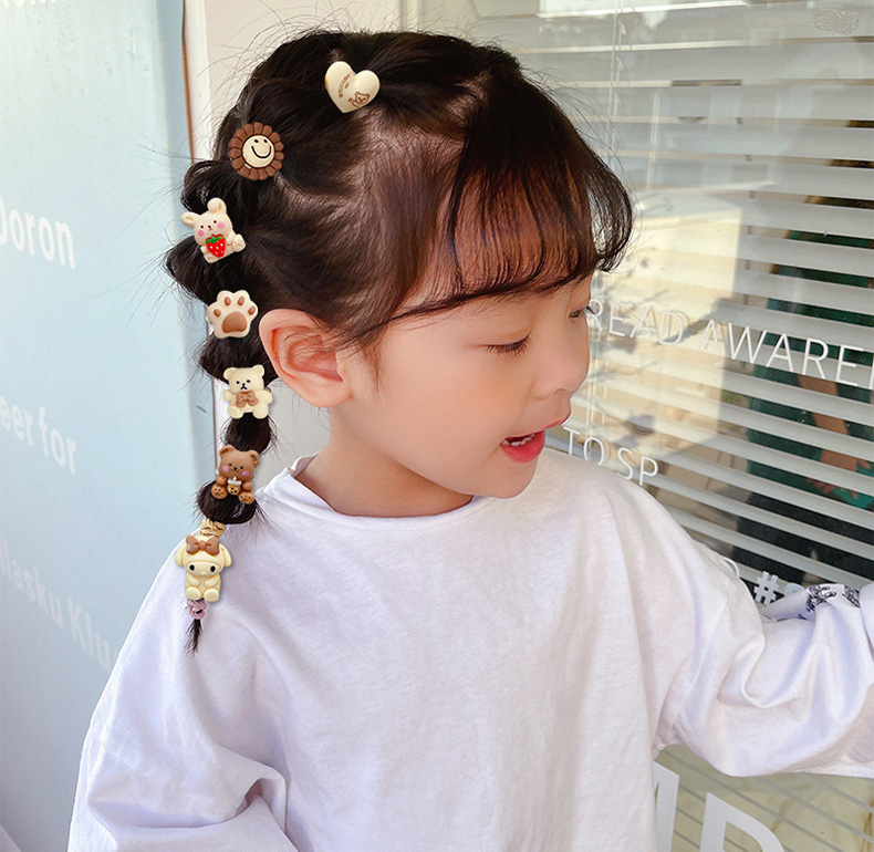 Sét 10 thun hình gấu cột tóc cho bé siêu dễ thương
