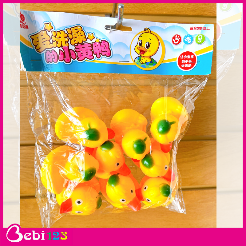 Set 9 vịt đồ chơi nhà tắm size to bóp kêu chút chít cho bé