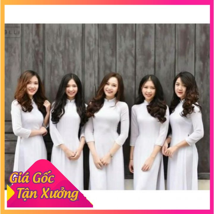 Áo Dài Trắng Học Sinh 2 Tà Lụa Nhật ( Kèm Quần)