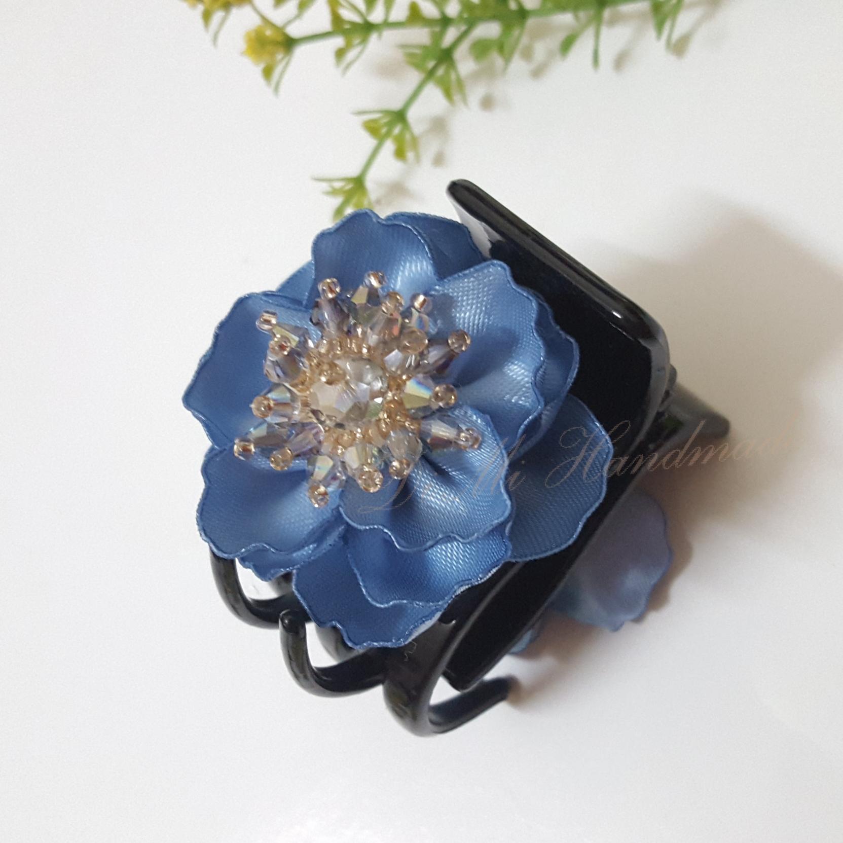 Kẹp tóc hoa handmade, kẹp càng cua 5 răng (DiMi-07)