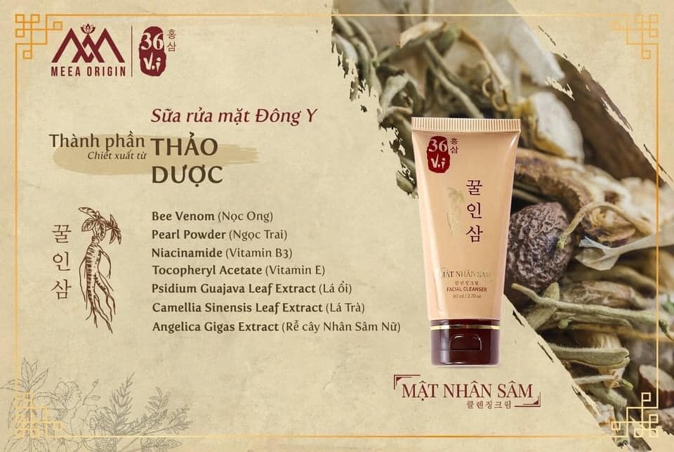 Sữa Rửa Mặt Mật Nhân Sâm- Cao sâm mụn đỏ 36 vị