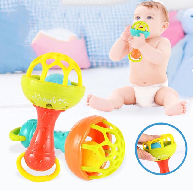 Đồ chơi lục lạc cầm tay gặm nướu cho bé