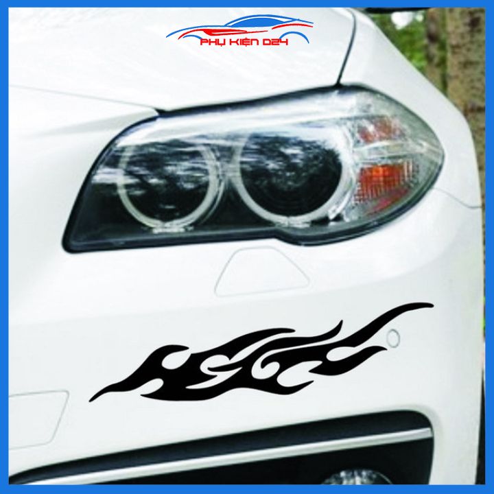 Bộ 2 nhãn dán xe hình ngọn lửa Flame, decal, tem dán trang trí ô tô cực chất