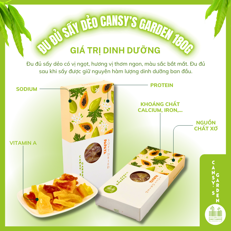 Đu đủ sấy dẻo - Soft Dried Papaya 180gr