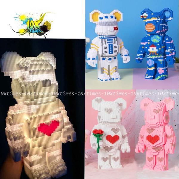 lego 3d gấu Bearbrick có đèn led 36cm mô hình lắp ráp quà tặng sinh nhật bạn gái, bạn trai , đồ decor 10xtimes