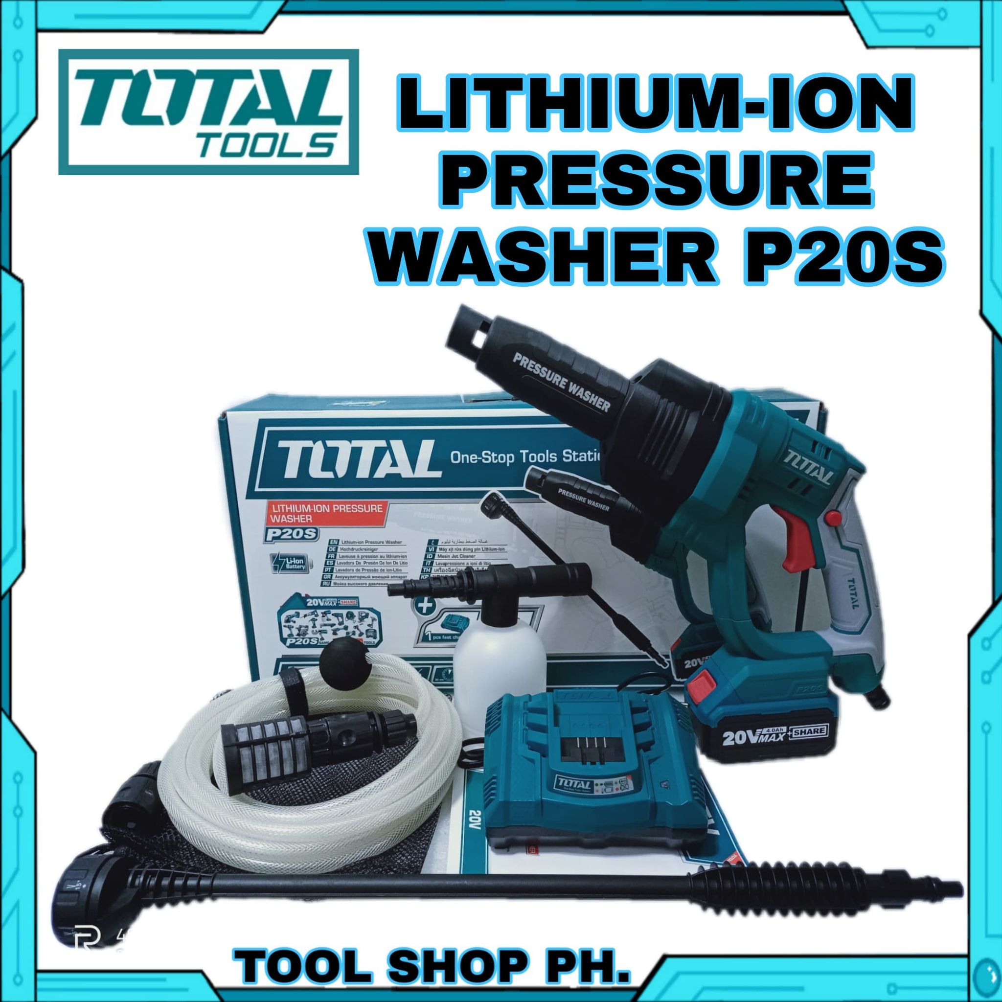MÁY XỊT RỬA XE DÙNG PIN 20V TOTAL TPWLI20084
