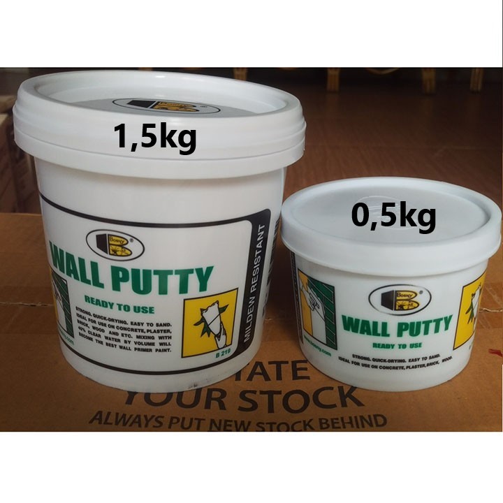 Bột bả trám khe nứt tường, gỗ - Bosny Wall Putty (Hủ 1,5kg)