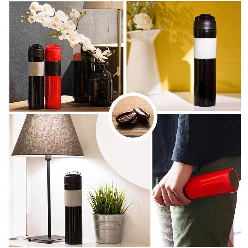 300ml Máy ép cà phê cầm tay Bình pha trà Máy pha cà phê Nước uống cho Du lịch (Đen)