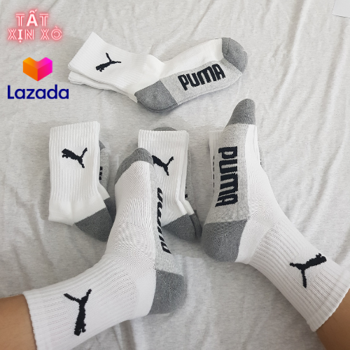 Combo 5 đôi Tất Thể Thao Puma Cao cổ ( Màu Trắng )