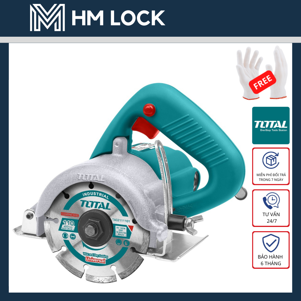 1400w máy cắt đá 110mm total - tặng 1 đĩa cắt tct - bh 6 tháng - ts3141102 - hm lock