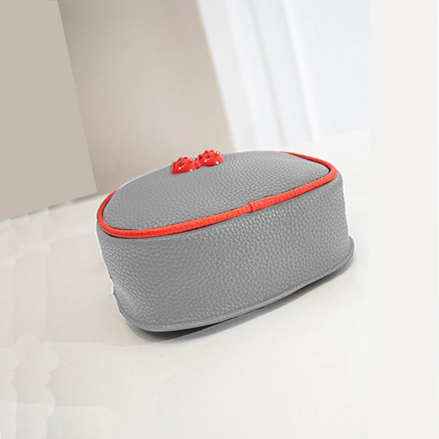 Balo Nữ Da Mềm Viền Đỏ Dễ Thương BL35 Màu Xám