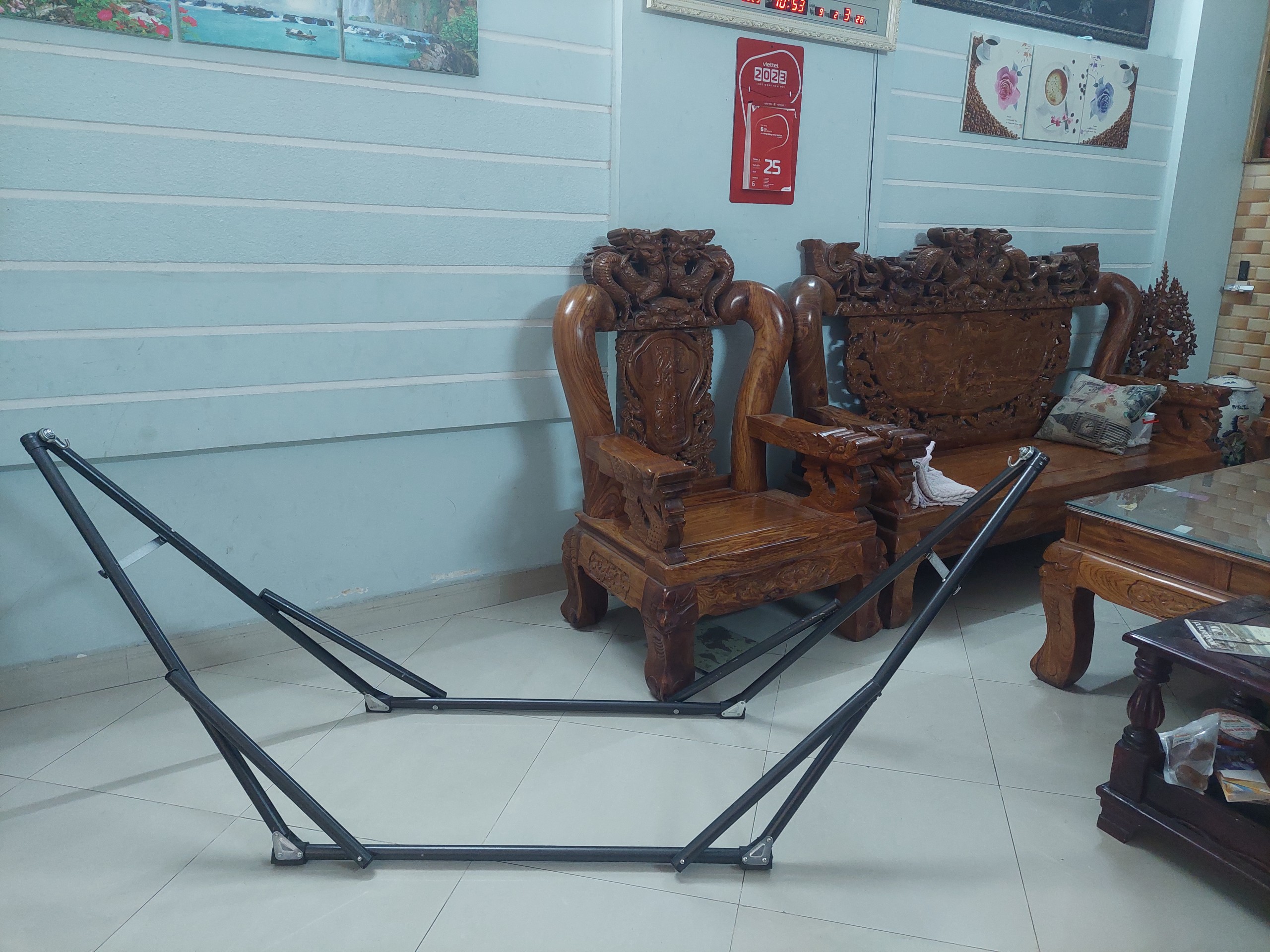 Combo Khung võng xếp sơn tĩnh điện ống phi 32 (bao gồm 01 khung + 01 lưới võng)
