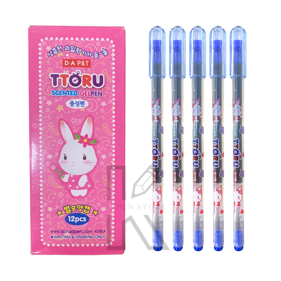Hộp 12 Cây Bút Gel TTORU Hàn Quốc (Mực Xanh, Tím, Đỏ, Đen) - VPP Happy Kids