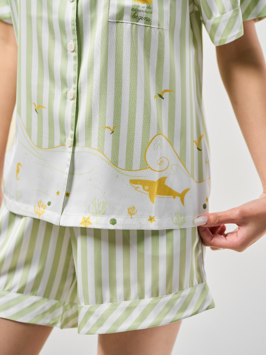 WINNY - Bộ đồ lụa cộc tay quần đùi mặc nhà 1MNSA23108C
