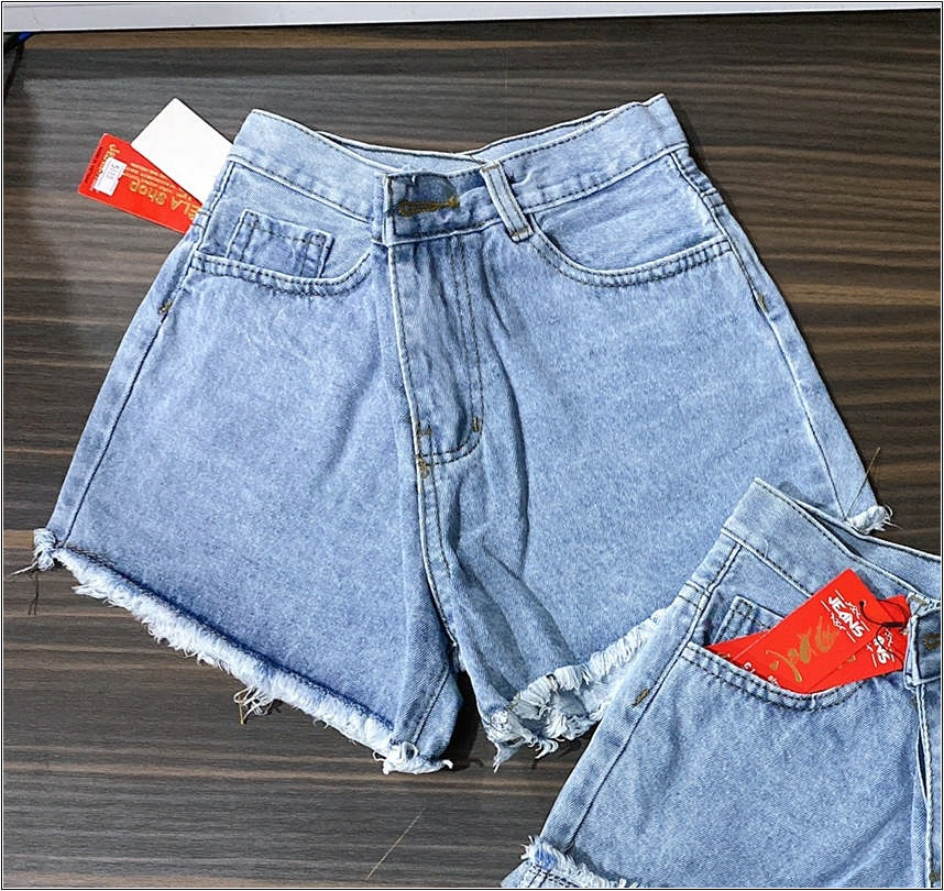 Quần short jean nữ XANH NHẠT TUA LAI XR07
