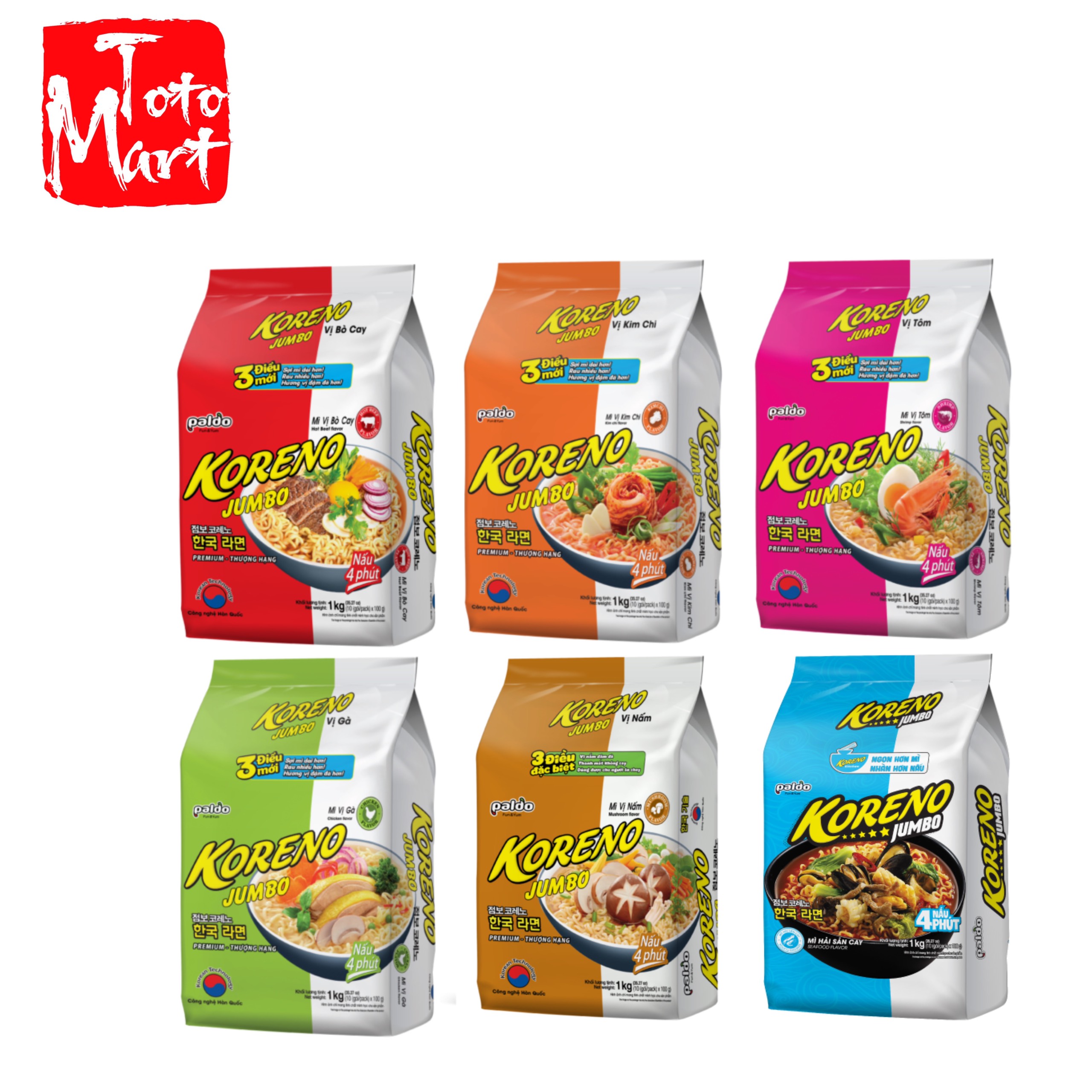 Mì Koreno Jumbo (bịch 10 vắt) - nấu mì cay