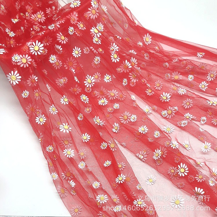 VẢI VOAN LƯỚI HOA CÚC KHỔ 155CM