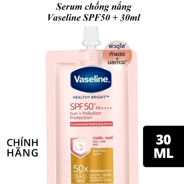 Hàng Chính Hãng - Serum chống nắng cơ thể dưỡng da sáng khoẻ Vaseline SPF50 + 30ML nhập khẩu