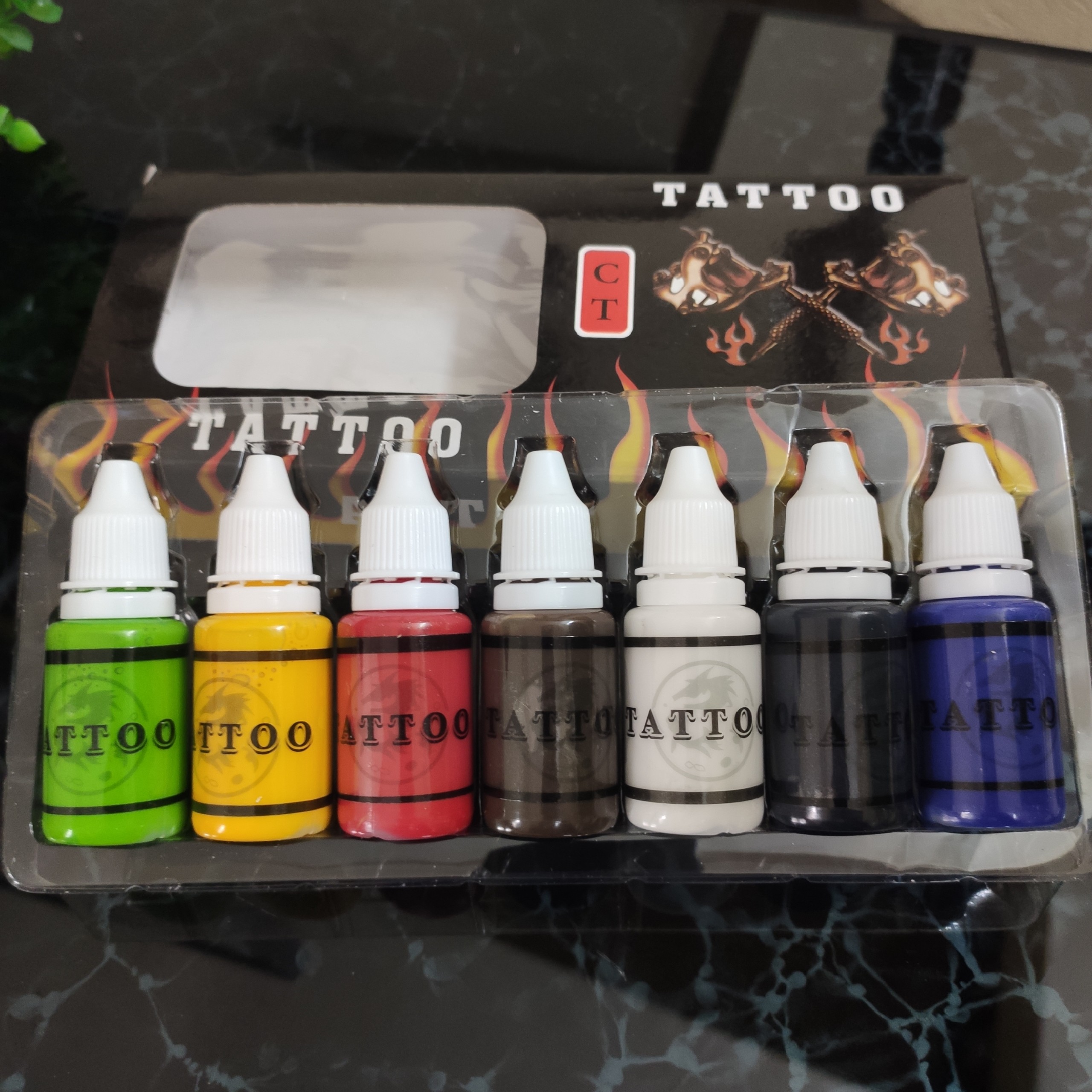 Set 7 màu Mực Tập Xăm Tattoo Dragon - Hades Tattoo