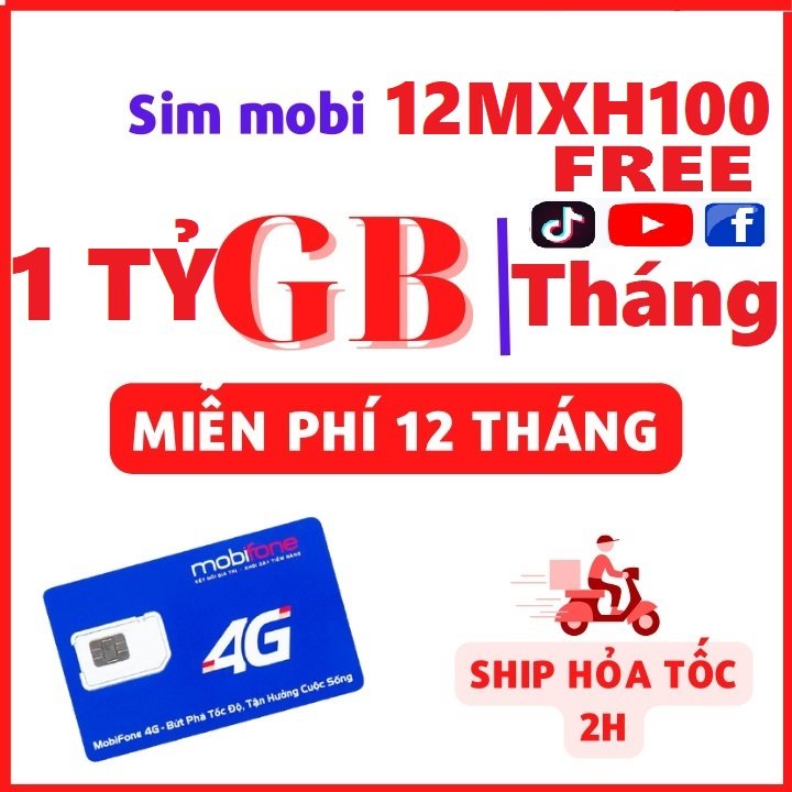 ( MUA 1 LẦN DÙNG CẢ NĂM ) Sim 4G Trọn Gói 1 Năm Mobifone 12MXH100 Tặng 1 TỶ GB Data Sử Dụng Mạng Xã Hội KHông Giới Hạn  .FREESHIP - CHƯA KÍCH HOẠT.