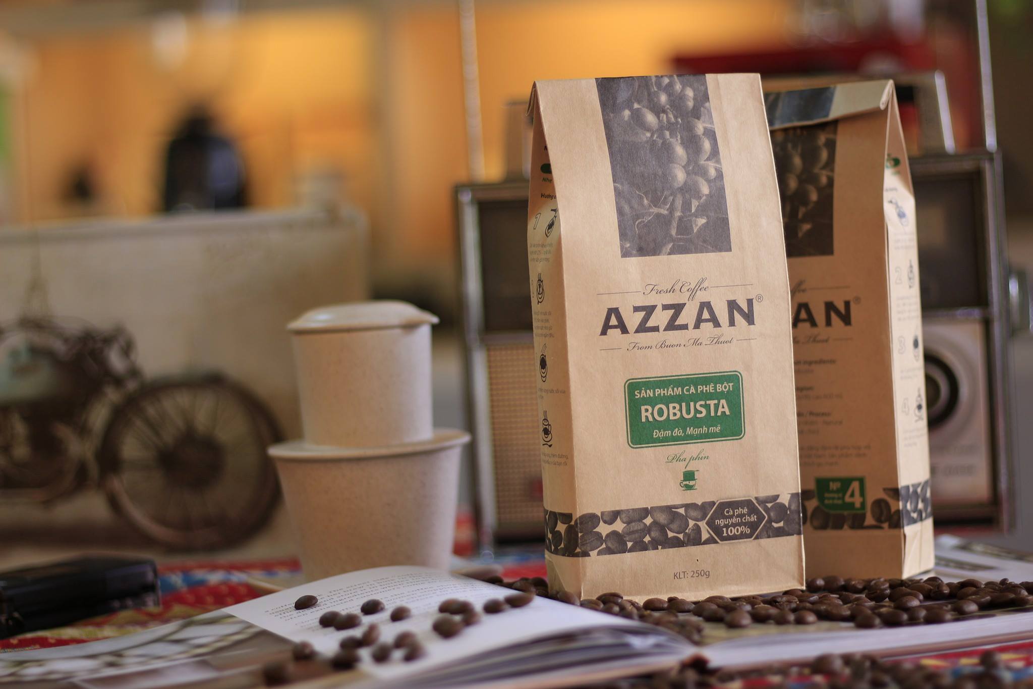 AZZAN Robusta Washed (chế biến ướt) 250g- Cà phê Đăk Lăk chất lượng cao