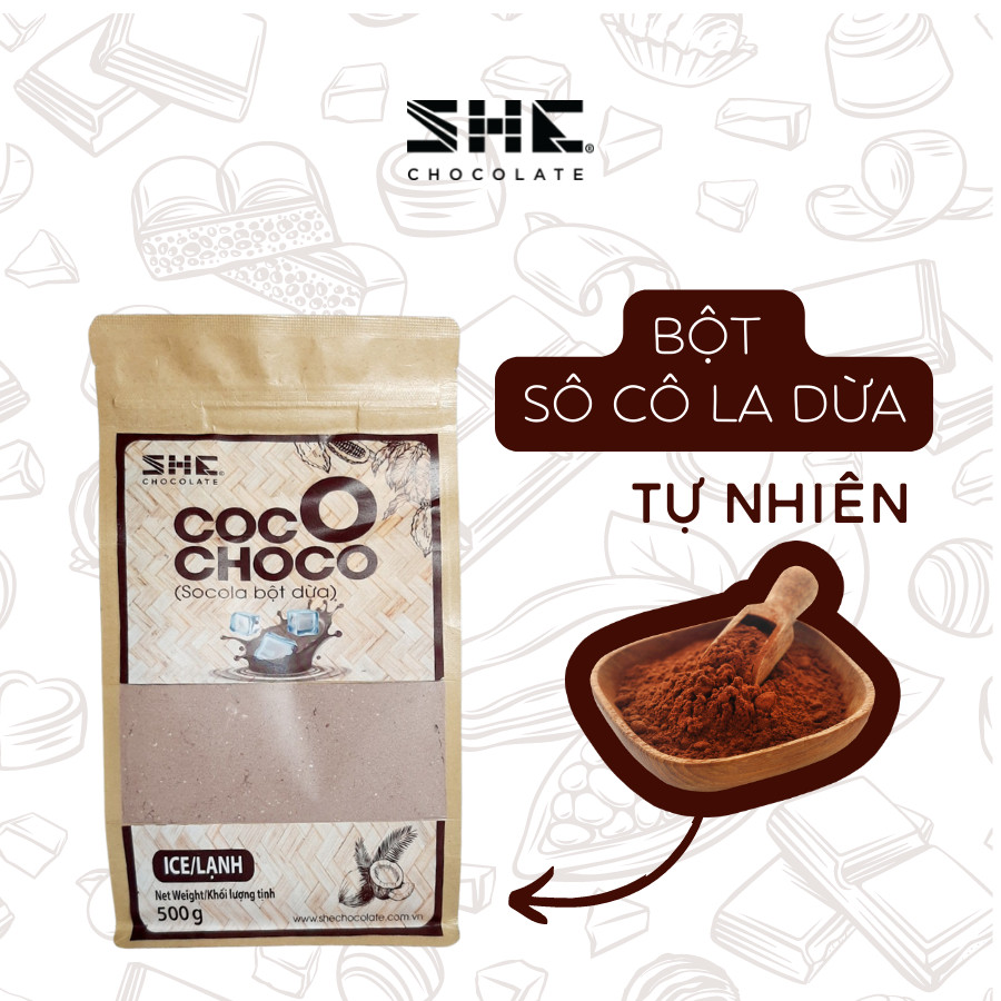 Socola Bột Dừa Coco Choco - Túi 500g - SHE Chocolate - Hương vị đa dạng