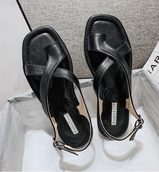 Giày sandal DHS40 đế thấp quai chéo xỏ ngón Xăng đan trẻ trung dễ phối đồ