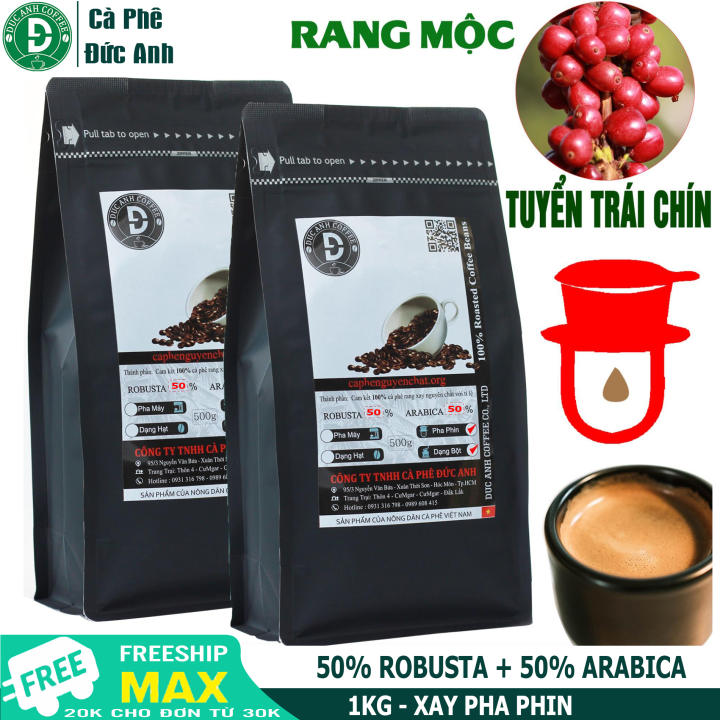 1kg Cà Phê rang mộc nguyên chất DUC ANH COFFEE tỉ lệ 5-5 (50% Robusta + 50% Arabica) – dạng bột pha phin – thơm ngon – đậm vị – chua nhẹ – giao… – DUC ANH COFFEE – top1shop