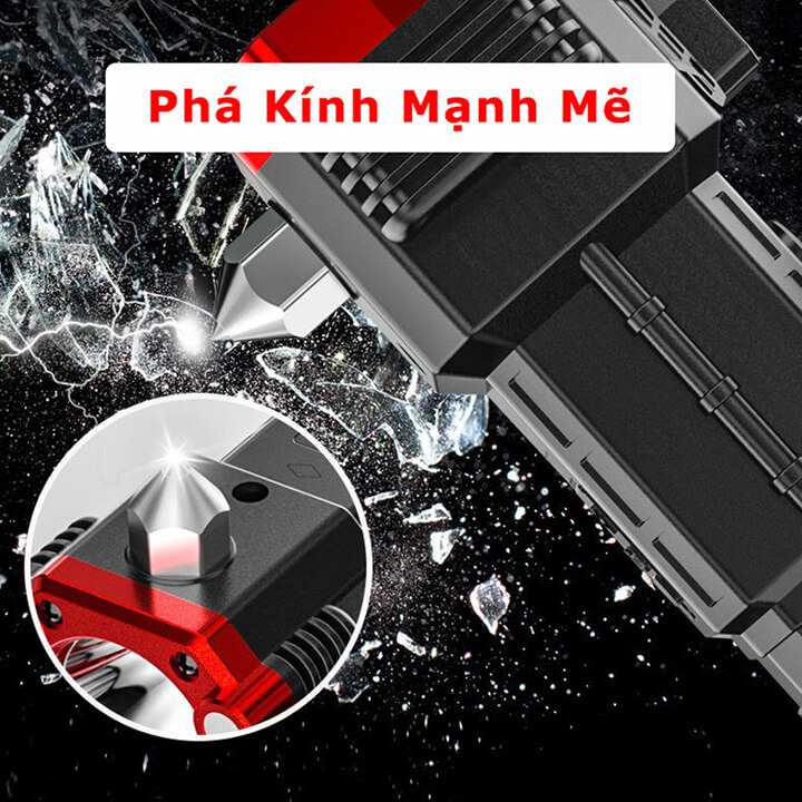 Đèn pin đa năng kèm búa thoát hiểm siêu sáng đa năng