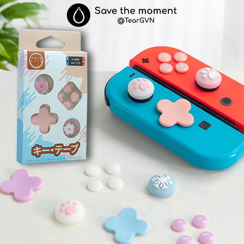 Bộ dán nút ABXY và D-Pad kèm bọc Analog Akitomo cho Joy-con Nintendo Switch OLED / Switch 1