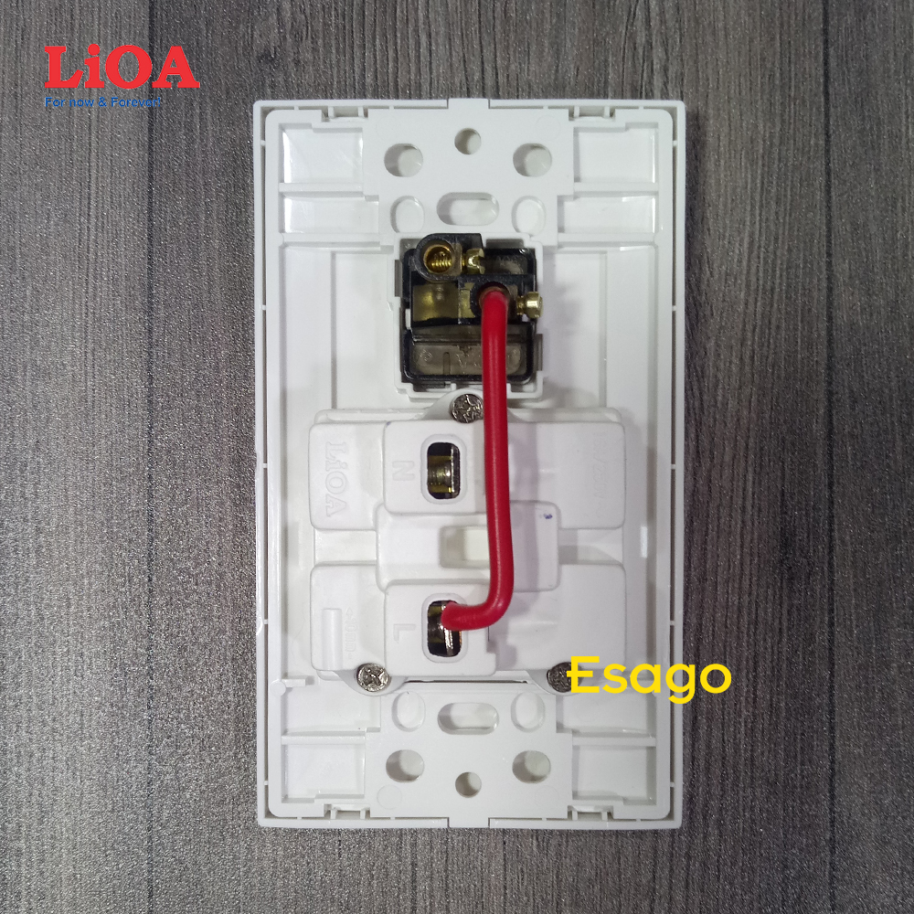 Ổ cắm điện đôi 2 chấu 16A (3520W) + 1 công tắc điện LiOA
