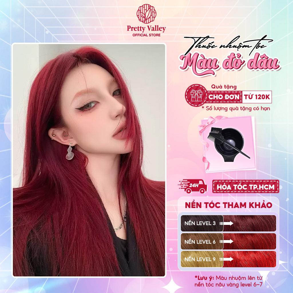 Thuốc nhuộm tóc, thuốc nhuộm màu ĐỎ DÂU Molokai siêu dưỡng - Pretty Valley Hair
