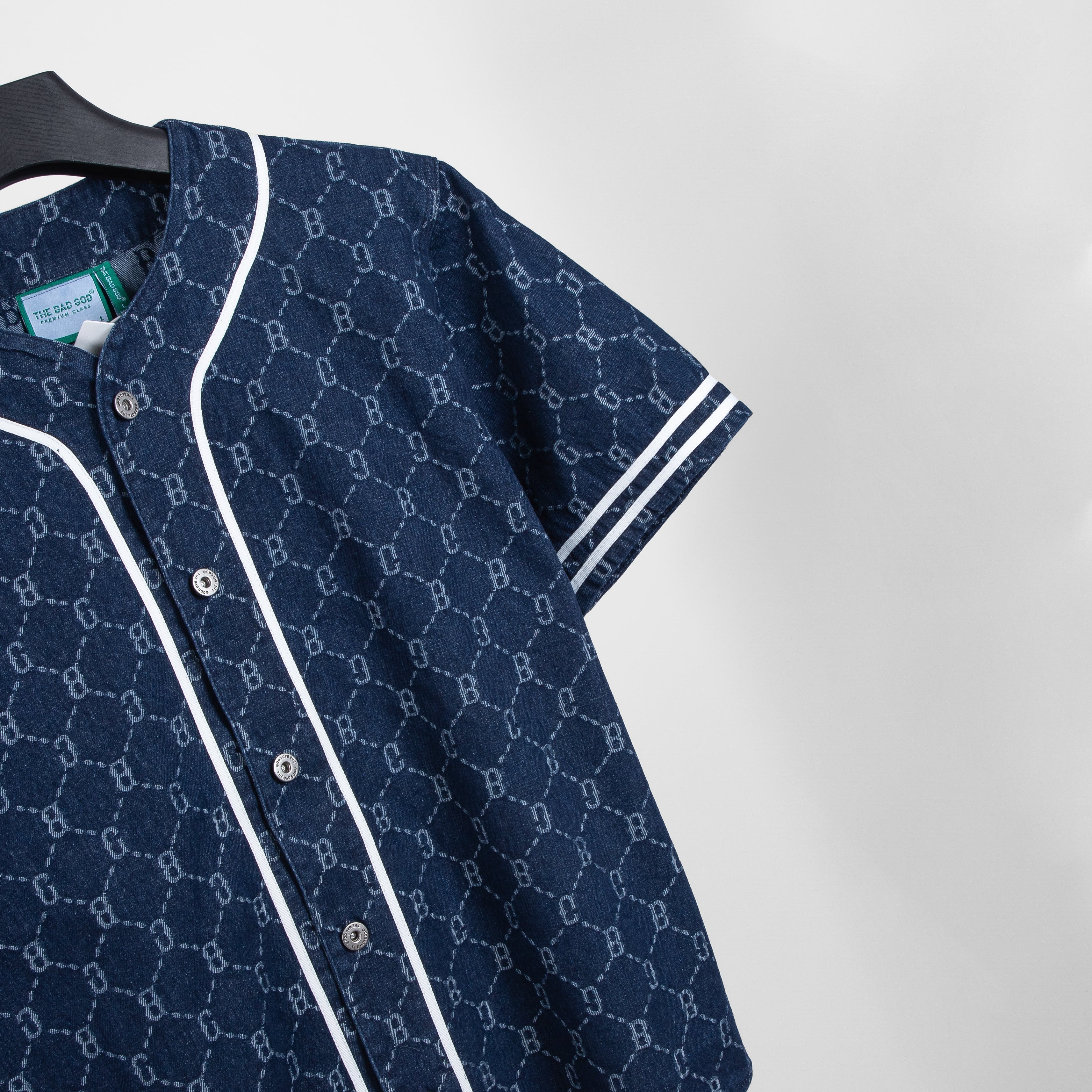 Áo sơ mi denim The Bad God phối viền Jerseys